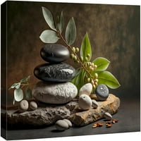 Zid - prirodna zen masaža kamen šljunak bambus list list art - platno tiskan zidna umjetnost - fotografski realizam