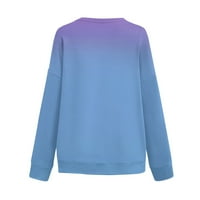 Košulje za čišćenje za žene dugi rukav leisure pulover vrhovi posada gradijent vrata ženske bluze svijetloplave