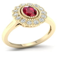 Imperijalni dragulj 10k žuto zlato rubin i bijeli safirski cvijet puknuo ženski prsten