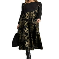 Haljina s dugim rukavima za žene, retro Maksi kaftan haljine, opuštene, Cvjetni print, ljuljačke u stilu, a-list,