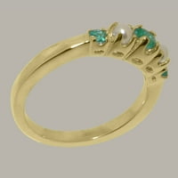 18K ženski prsten od žutog zlata britanske proizvodnje s prirodnim smaragdom i kultiviranim biserima - opcije