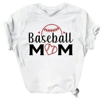 Baseball majice za mame za žene, ležerna majica s leptir mašnom, vrhovi kratkih rukava s okruglim vratom