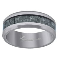 Volfram sivi umetak od karbonskih vlakana muške udobne veličine-vjenčani prsten za godišnjicu braka