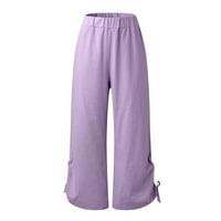 Hlače Ženska moda Ženska Moda Plus veličina široke jednobojne hlače s vezicama s džepovima ravne hlače sedme veličine