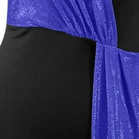 Ženska asimetrična modna ljetna karirana Haljina Bez rukava s dubokim dekolteom u obliku slova U, plava u obliku