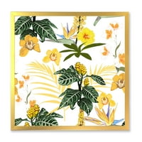 DesignArt 'Uzorak prekrasnih žutih cvjetova' moderni uokvireni umjetnički tisak