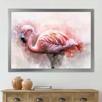 DesignArt 'Sažetak portret Pink Flamingo v' Farmhouse uokvireni umjetnički tisak