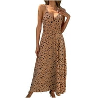 Ljetne haljine za žene, modni sundress Bez rukava s dekolteom i naramenicama od špageta, Ležerne lepršave duge