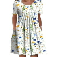 Napomena: ženske midi haljine s džepovima s cvjetnim printom, labava tunika za plažu, haljina s majicom, ljetna