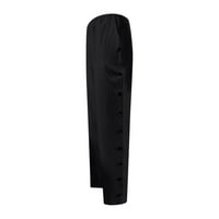 Tawop lanene hlače Žene Ljetne crne hlače za ženske čvrste boje ležerna vitka elastična hipotenusa gumba za hipotenuse