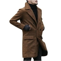 Rasprodaja muški trenč kaput s dvostrukim kopčanjem zimski polu vuneni kaput preveliki Topla radna poslovna zimska