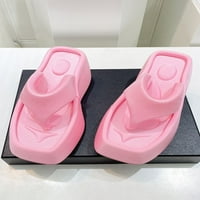 Dame sandale od tanga klizaju se na dijapozitivima klinasti flip flops ženske lagane casual cipele platforma ružičasta