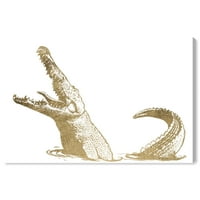 Wynwood Studio životinje zidne umjetničko platno ispisuje zoološki vrt i divlje životinje Aurea Croc - zlato,