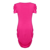 Ljetne haljine za žene Ženska ljetna jednobojna seksi haljina kratkih rukava uskog bedra Mini haljina vruće ružičaste
