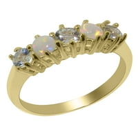 Britanci su napravili 14k žuto zlato prirodni akvamarinski i opal ženski prsten obećanje - Veličina Opcije - Veličina