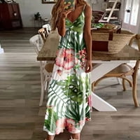 Cotonie Ljetne haljine za žene na plaži odmor boho v vrat špageti duga haljina casual maxi flowy havajski sunderi
