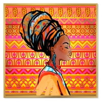 DesignArt 'Portret Afroamerikanke s Turban I' Modern uokvirenim platnenim zidnim umjetničkim printom