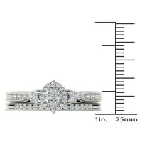 1 2CT TW Diamond S Silver Marquise Cluster Halo Bridal Set