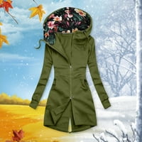Jesen polu vuneni kaputi za žene ženska moda s kapuljačom s printom jednobojna dolčevita košulja s džepom s patentnim