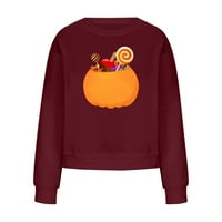 Majica za Dan zahvalnosti za žene, pulover s printom bundeve od slatkiša, majice s dugim rukavima, košulje s okruglim