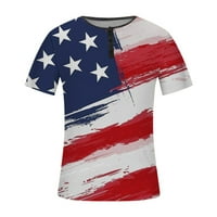 Juebong Odjeća za čišćenje muške domoljubne košulje Henley Trendy 4. srpnja američka zastava Print Activewear
