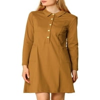 Jedinstveni prijedlozi Ženska haljina s poluprilagođenom šipkom, Dugim rukavima, remenom i džepovima
