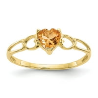 10K čvrsto žuto zlato, autentični Citrin, Studeni žuti dragulj, vjenčani prsten od rodnog kamena, veličina 6,5