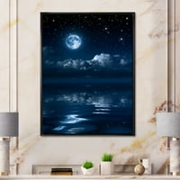 DesignArt 'Noć punog mjeseca na oblačnom nebu I' nautička i obalna uokvirena platna zidna umjetnička tiska