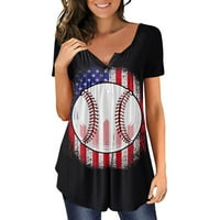 gyujnb ženske ljetne vrhove baseball košulje Patriotske vrhove tenkova za žene v vrat kratki rukavi tunike za