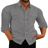 Muška majica s dugim rukavima, majica s ovratnikom, havajska bluza na plaži, siva 2 inča