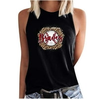 Majice s leopardovim bejzbolskim printom Bez rukava majice s okruglim vratom za žene labavog kroja udobne ženske