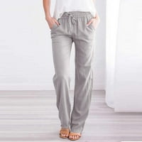 Yubatuo hlače za žene čvrste boje frenulum džep, slobodno vrijeme pamučne i konoplje hlače hlače ženske hlače