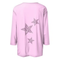 Vrhovi rukava za žene jesenski cvjetovi print grafički plus mations vrhovi pulover, ružičasti 2xl