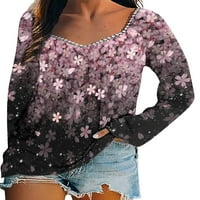Capreze dame cvjetni tiskani bluza bluza ravna perje tiskane vrhove salon majica majica dugih rukava pulover
