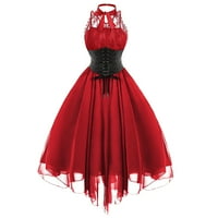 WHLBF Ljetne haljine Popust Obući se modni gotički stil banketni festivalska haljina čipka šifon