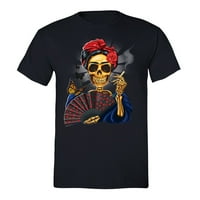 Xtrafly odjeća Muška žena Skeleton Pušenje obožavatelj Šećerna lubanja Dan mrtvih Los Muertos Meksička majica
