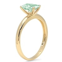 Smaragd izrezan u 1K, laboratorijski stvoren plavi Moissanite, ugravirano 14k žuto zlato, vjenčani prsten za godišnjicu