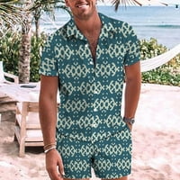 Lilgiuy muške ljetne odjeće modne kratke kratke kratke hlače dvije ležerne košulje na plaži odijelo