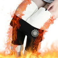 Ženske zimske ležerne bijele čipke Elastične toplinske hlače Srednjeg struka Toplinske hlače Termičke hlače