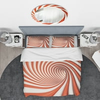 Moderni set pokrivača od popluna spirala s crveno-bijelom podstavom