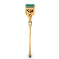 Ručno izrađeni prsten od zelenog safira i moissanita-keltski čvor, 14k žuto zlato, 6,50 USD
