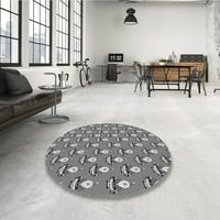 Ahgly Company zatvoreni okrugli uzorak ugljiko sive prostirke, 6 'krug