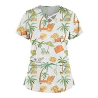 Plus veličine vrhovi za žensku bluzu s V-izrezom plus size tiskani kratki rukavi narančasti 4xl