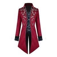 Steampunk Muška jakna, vintage frak, gotički kaput, zimski kaputi u crvenoj boji