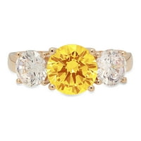 Prsten za godišnjicu zaruka od žutog zlata okruglog reza od 14 karata s imitacijom žutog dijamanta od 3,25 karata,