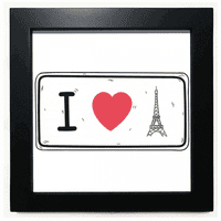 Ljubav Eiffelov toranj riječi uzorak Crni kvadratni okvir slika zidna ploča