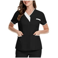Ženske majice s bluzom s okruglim vratom s printom Ležerne ženske ljetne majice kratkih rukava crne 2 inča