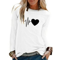 Slatke majice za Valentinovo, Pokloni za žene, majice s printom srce ljubavi, Okrugli vrat, majice s grafičkim