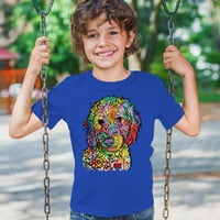 Majica za mlade sa slikom slatke pudlice Deana Russoa s uzorkom psa, plava, velika