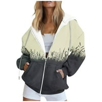 Jesenska Ženska majica s printom dugih rukava jakna s džepovima kaput s kapuljačom s patentnim zatvaračem jesen